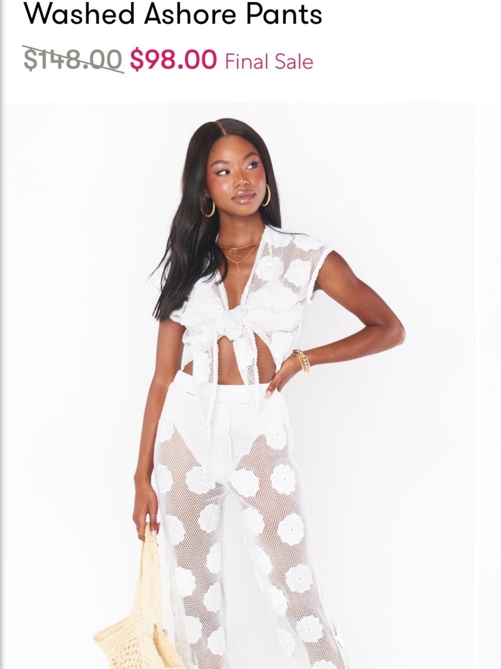 Show Me Your MuMu White Sheer Crochet Wide Leg Pants